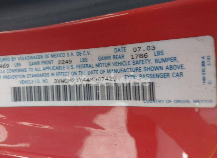 Photo 9 of 2004 Volkswagen New BEETLE GLS (VIN 3VWCM21Y44M307429)