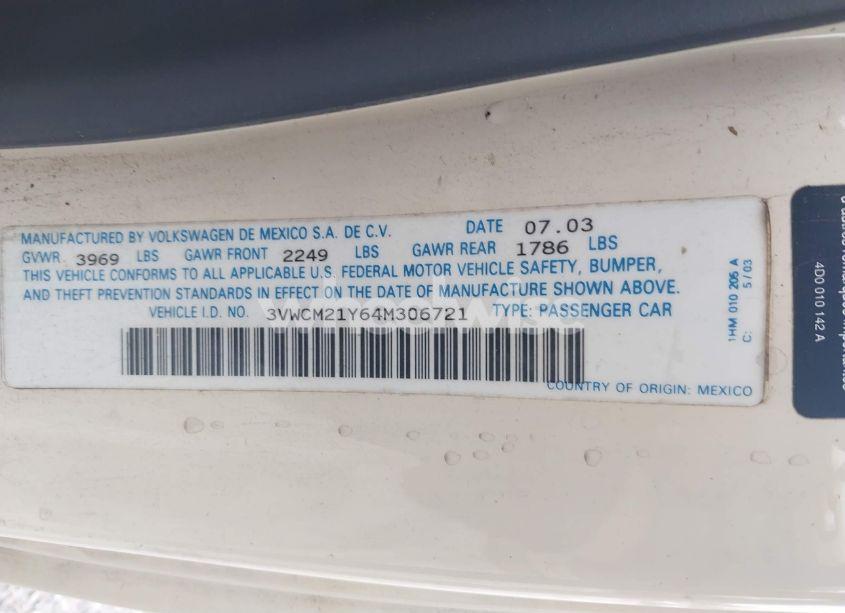 Photo 9 of 2004 Volkswagen New BEETLE GLS (VIN 3VWCM21Y64M306721)