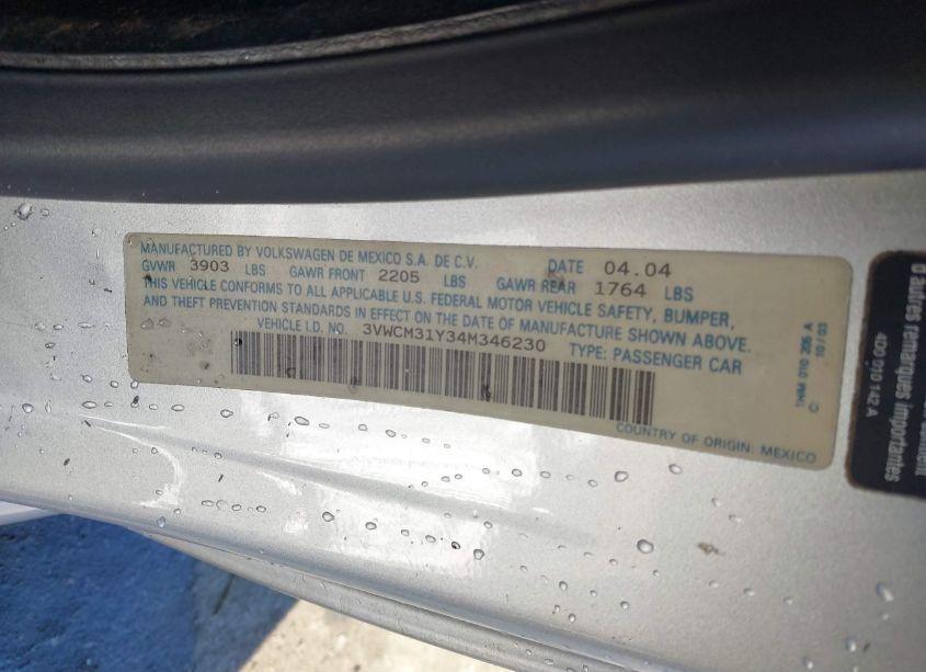 Photo 9 of 2004 Volkswagen New BEETLE GLS (VIN 3VWCM31Y34M346230)