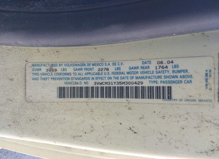 Photo 9 of 2005 Volkswagen New BEETLE GLS (VIN 3VWCM31Y35M300429)