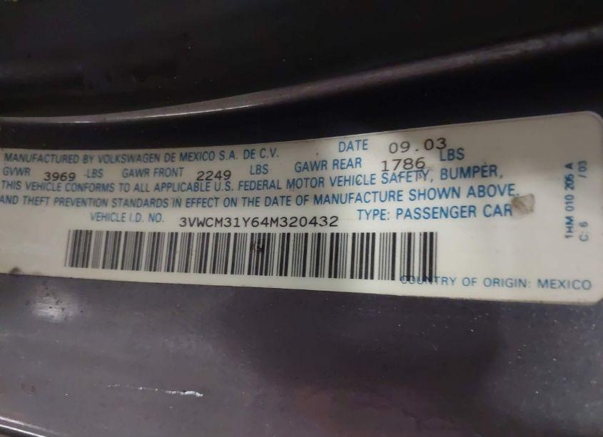 Photo 9 of 2004 Volkswagen New BEETLE GLS (VIN 3VWCM31Y64M320432)