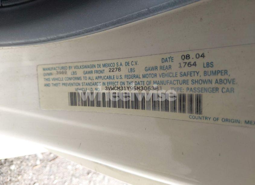 Photo 9 of 2005 Volkswagen New BEETLE GLS (VIN 3VWCM31Y95M306381)