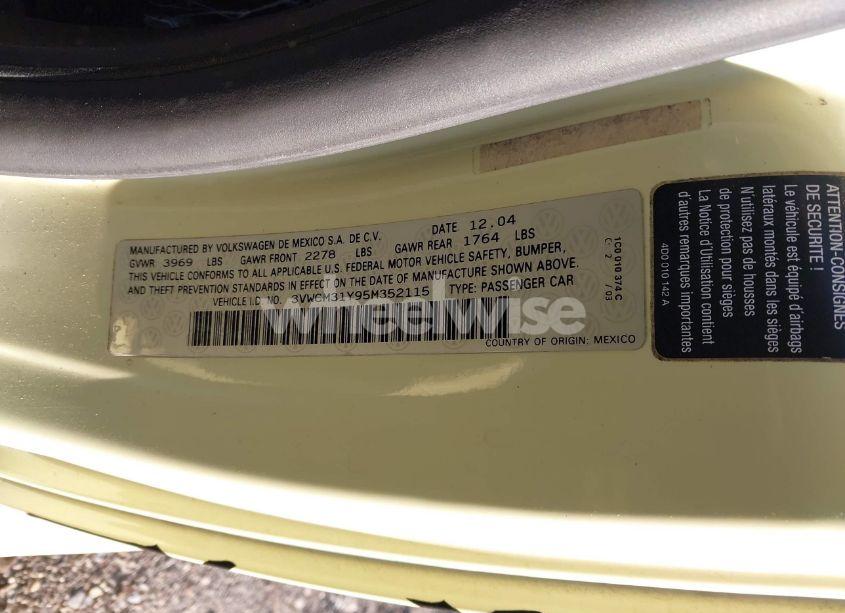 Photo 9 of 2005 Volkswagen New BEETLE GLS (VIN 3VWCM31Y95M352115)