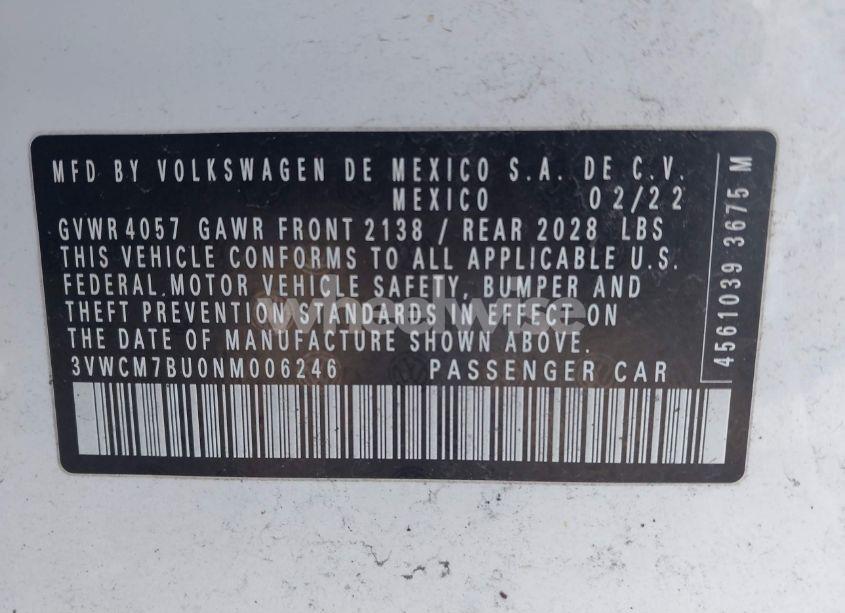 Photo 9 of 2022 Volkswagen Jetta 1.5T S (VIN 3VWCM7BU0NM006246)