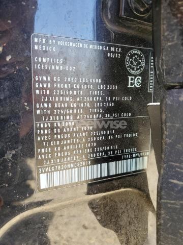 2022 VOLKSWAGEN TAOS SE IQ DRIVE (VIN 3VWCM7BU2PM022855) main photo