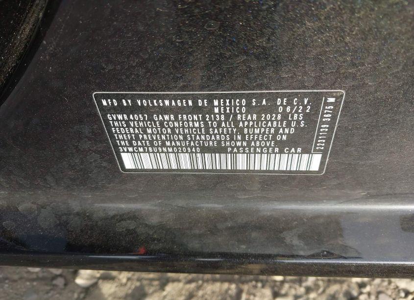 Photo 9 of 2022 Volkswagen Jetta 1.5T S (VIN 3VWCM7BU9NM020940)