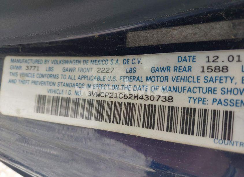 Photo 9 of 2002 Volkswagen New BEETLE GLS TDI (VIN 3VWCP21C62M430738)