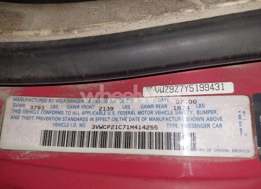 Photo 9 of 2001 Volkswagen New BEETLE GLS TDI (VIN 3VWCP21C71M414255)