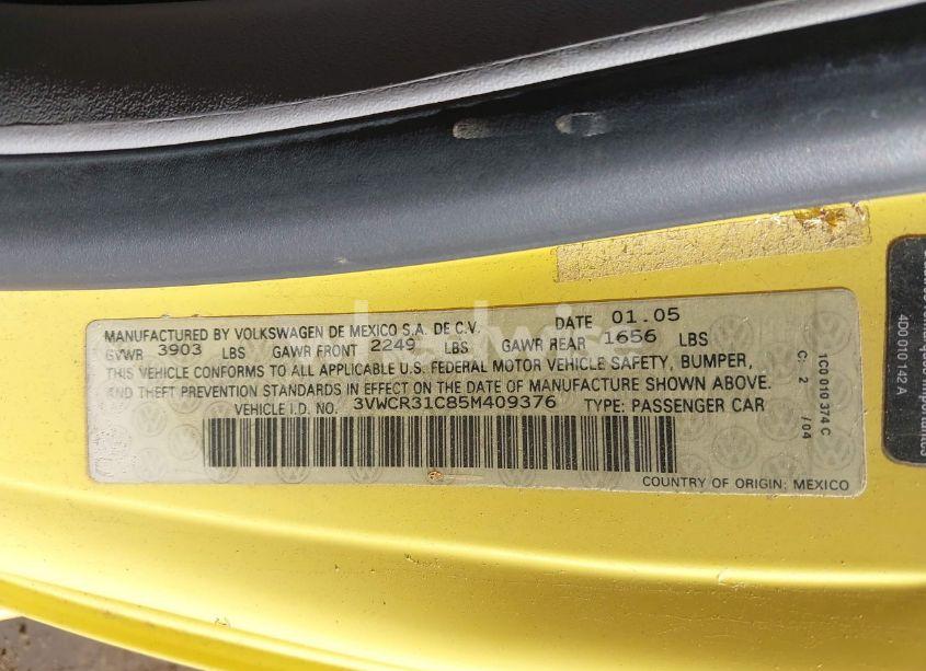Photo 9 of 2005 Volkswagen New BEETLE GLS TDI (VIN 3VWCR31C85M409376)
