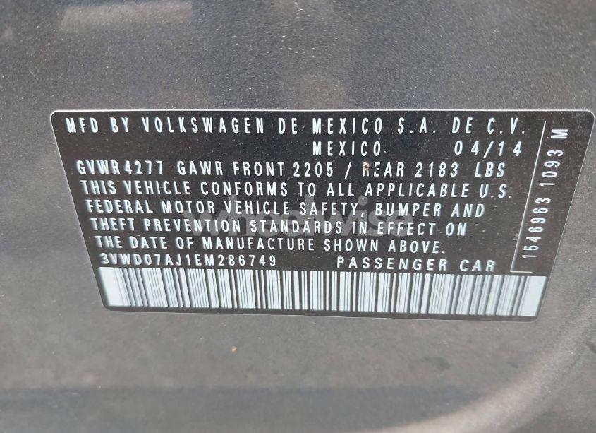 Photo 9 of 2014 Volkswagen Jetta 1.8T SE (VIN 3VWD07AJ1EM286749)