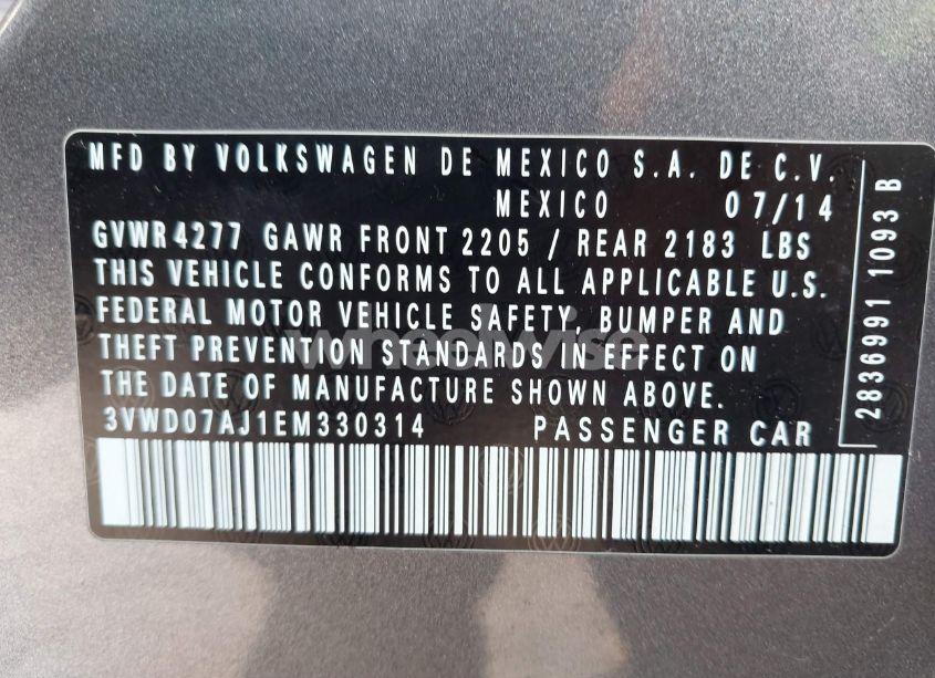 Photo 9 of 2014 Volkswagen Jetta 1.8T SE (VIN 3VWD07AJ1EM330314)