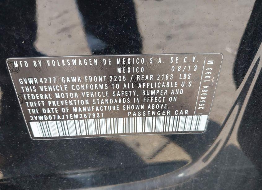 Photo 9 of 2014 Volkswagen Jetta 1.8T SE (VIN 3VWD07AJ1EM367931)