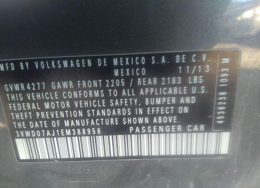 Photo 9 of 2014 Volkswagen Jetta 1.8T SE (VIN 3VWD07AJ1EM388956)