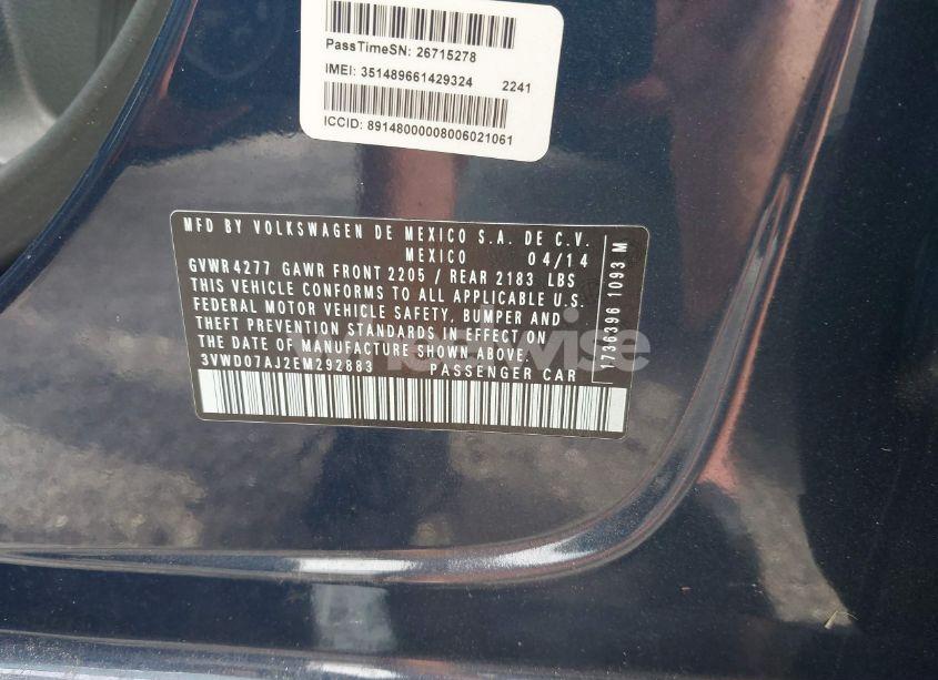 Photo 9 of 2014 Volkswagen Jetta 1.8T SE (VIN 3VWD07AJ2EM292883)