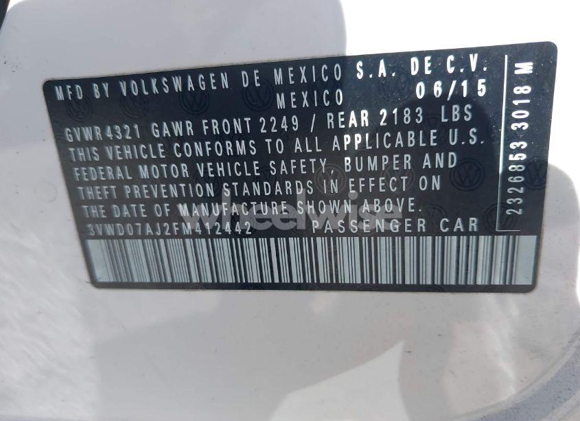 Photo 9 of 2015 Volkswagen Jetta SEDAN (VIN 3VWD07AJ2FM412442)