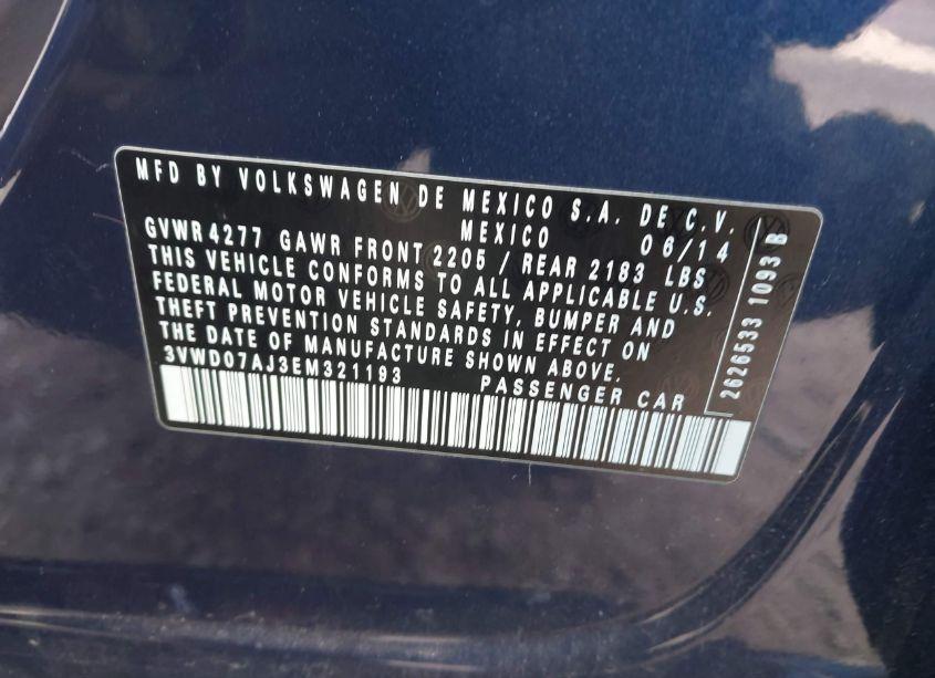 Photo 9 of 2014 Volkswagen Jetta 1.8T SE (VIN 3VWD07AJ3EM321193)