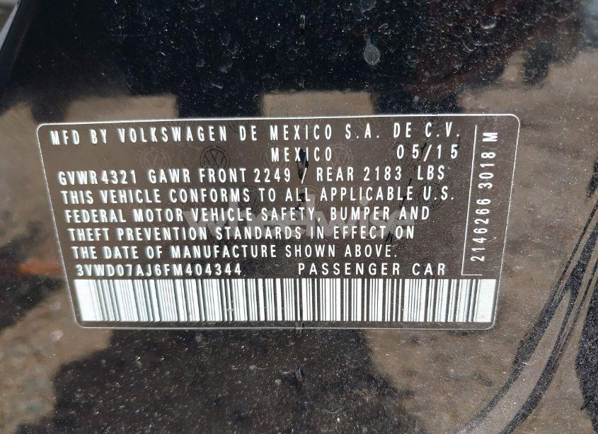 Photo 9 of 2015 Volkswagen Jetta 1.8T SE (VIN 3VWD07AJ6FM404344)