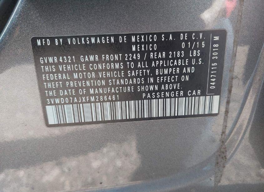 Photo 9 of 2015 Volkswagen Jetta 1.8T SE (VIN 3VWD07AJXFM286461)