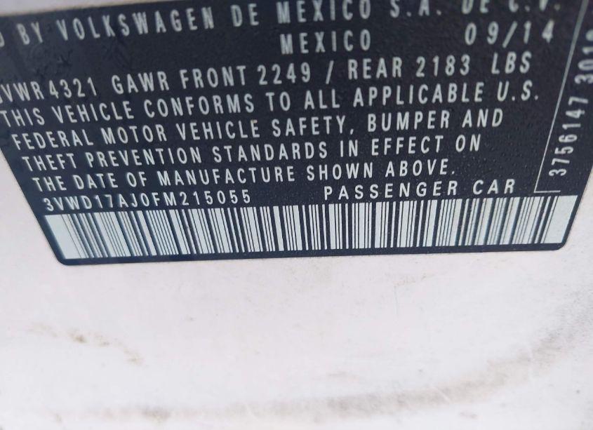 Photo 9 of 2015 Volkswagen Jetta 1.8T SPORT (VIN 3VWD17AJ0FM215055)
