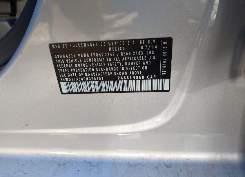 Photo 9 of 2015 Volkswagen Jetta 1.8T SE (VIN 3VWD17AJ0FM350407)