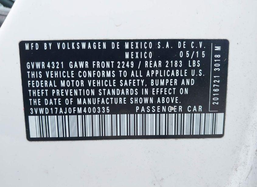 Photo 9 of 2015 Volkswagen Jetta 1.8T SPORT (VIN 3VWD17AJ0FM400335)