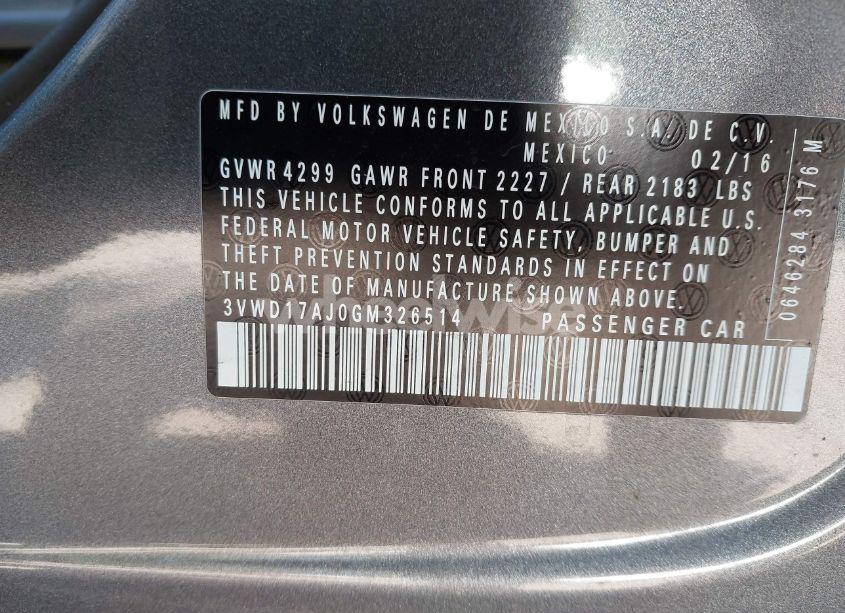 Photo 9 of 2016 Volkswagen Jetta 1.8T SPORT (VIN 3VWD17AJ0GM326514)