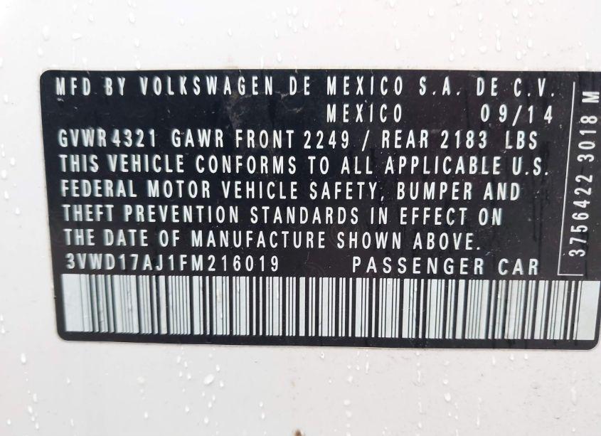 Photo 9 of 2015 Volkswagen Jetta 1.8T SPORT (VIN 3VWD17AJ1FM216019)