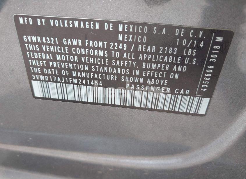 Photo 9 of 2015 Volkswagen Jetta 1.8T SE (VIN 3VWD17AJ1FM241454)