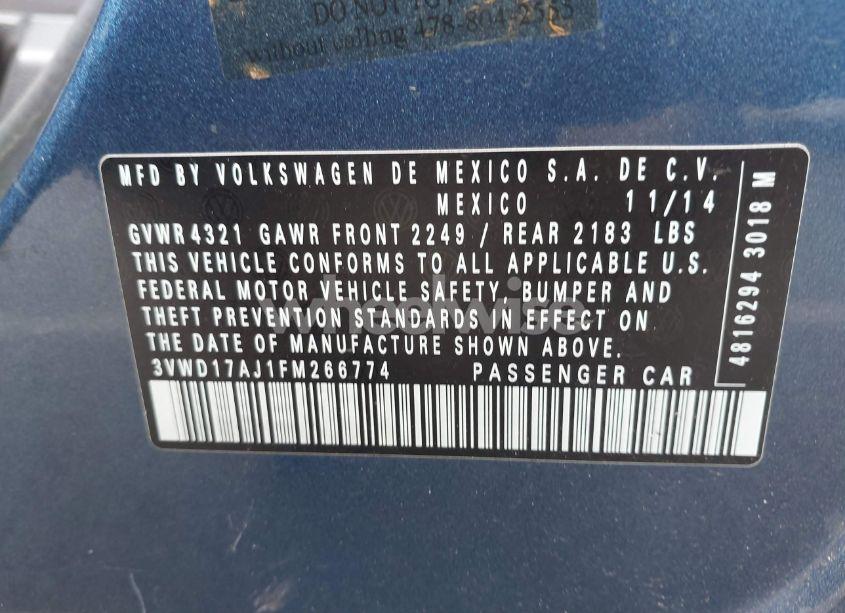 Photo 9 of 2015 Volkswagen Jetta 1.8T SE (VIN 3VWD17AJ1FM266774)