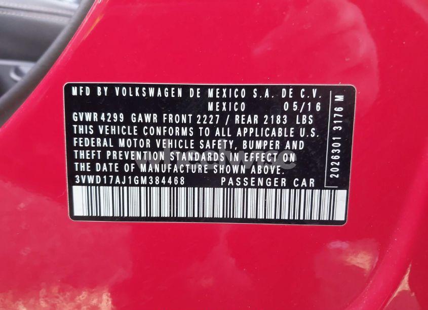 Photo 9 of 2016 Volkswagen Jetta 1.8T SPORT (VIN 3VWD17AJ1GM384468)