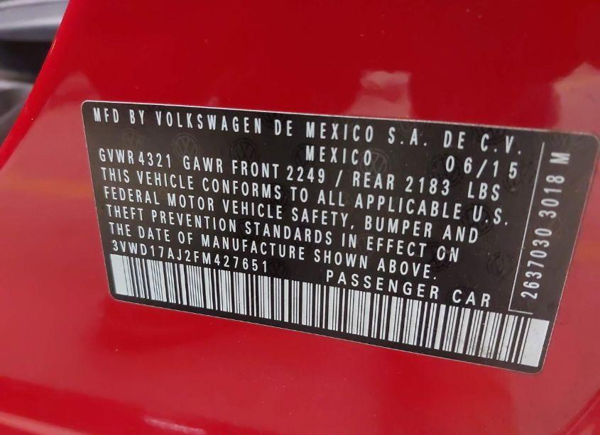 Photo 9 of 2015 Volkswagen Jetta 1.8T SPORT (VIN 3VWD17AJ2FM427651)