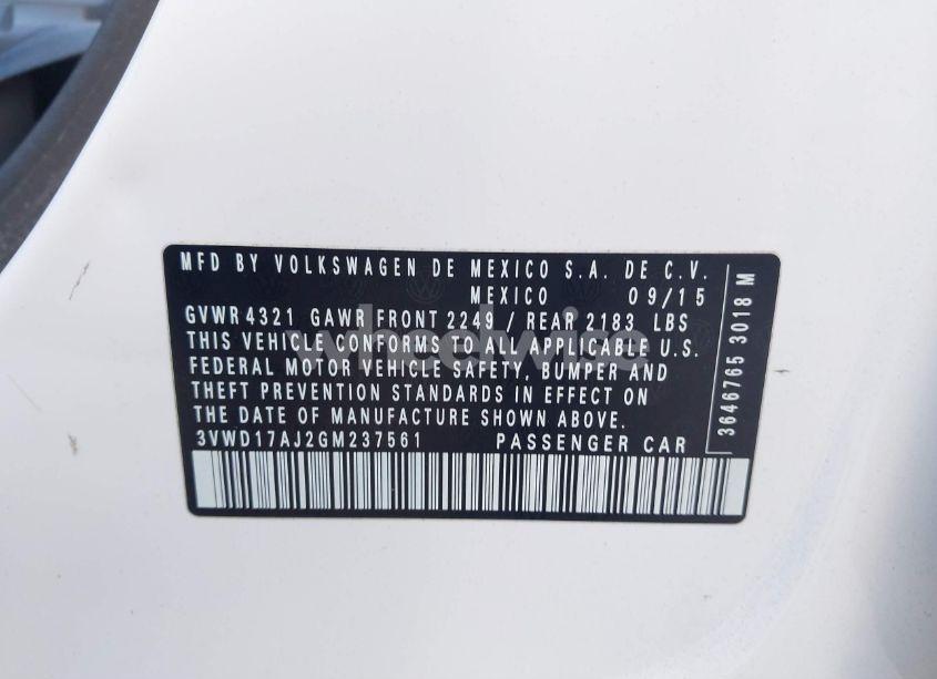 Photo 9 of 2016 Volkswagen Jetta 1.8T SPORT (VIN 3VWD17AJ2GM237561)
