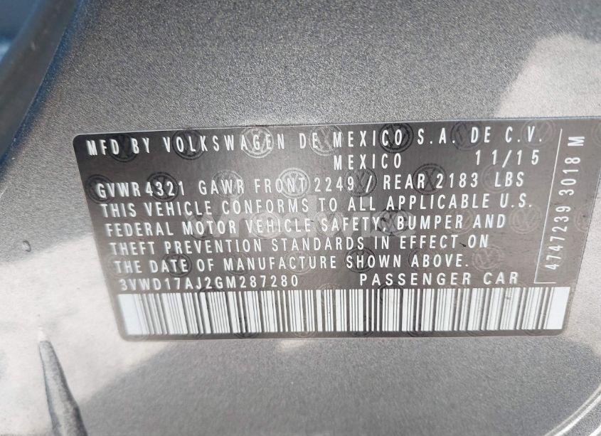 Photo 9 of 2016 Volkswagen Jetta 1.8T SPORT (VIN 3VWD17AJ2GM287280)