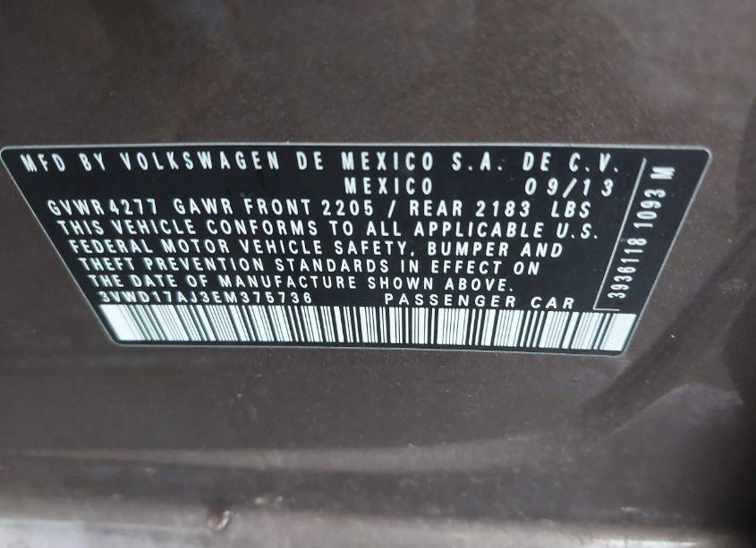 Photo 9 of 2014 Volkswagen Jetta 1.8T SE (VIN 3VWD17AJ3EM375736)