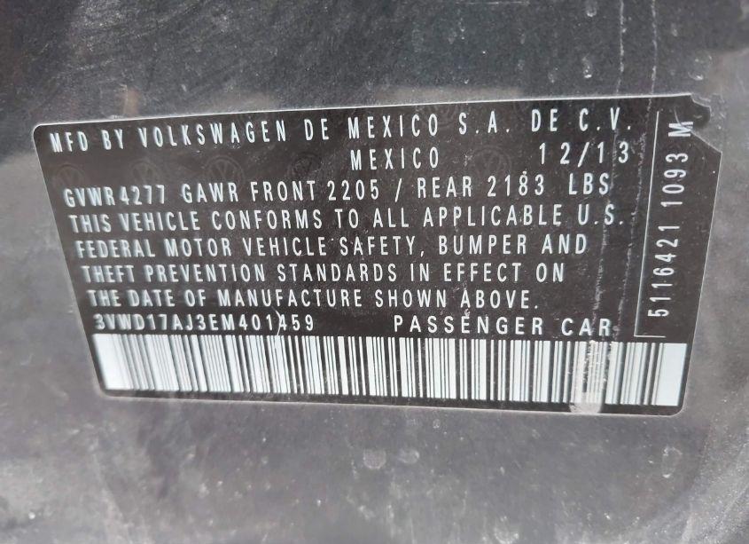 Photo 9 of 2014 Volkswagen Jetta 1.8T SE (VIN 3VWD17AJ3EM401459)