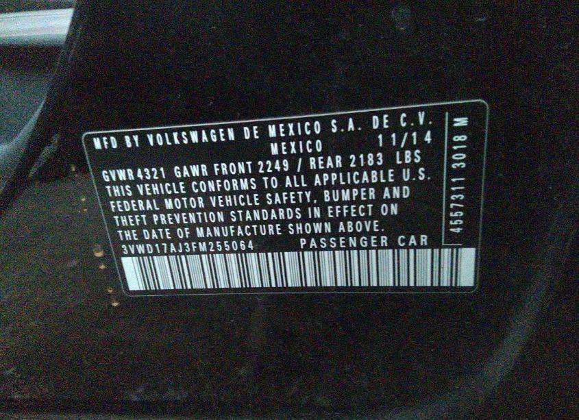 Photo 9 of 2015 Volkswagen Jetta 1.8T SE (VIN 3VWD17AJ3FM255064)