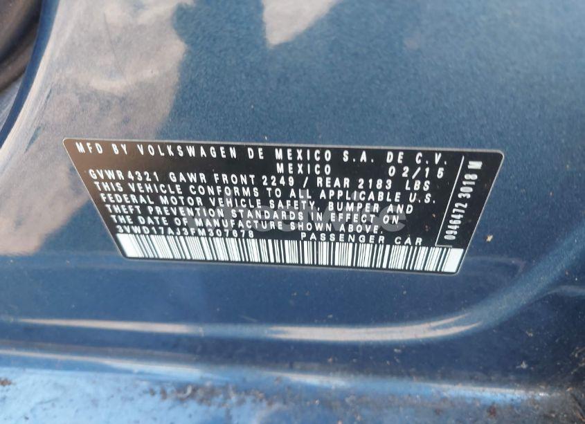 Photo 9 of 2015 Volkswagen Jetta 1.8T SE (VIN 3VWD17AJ3FM307678)