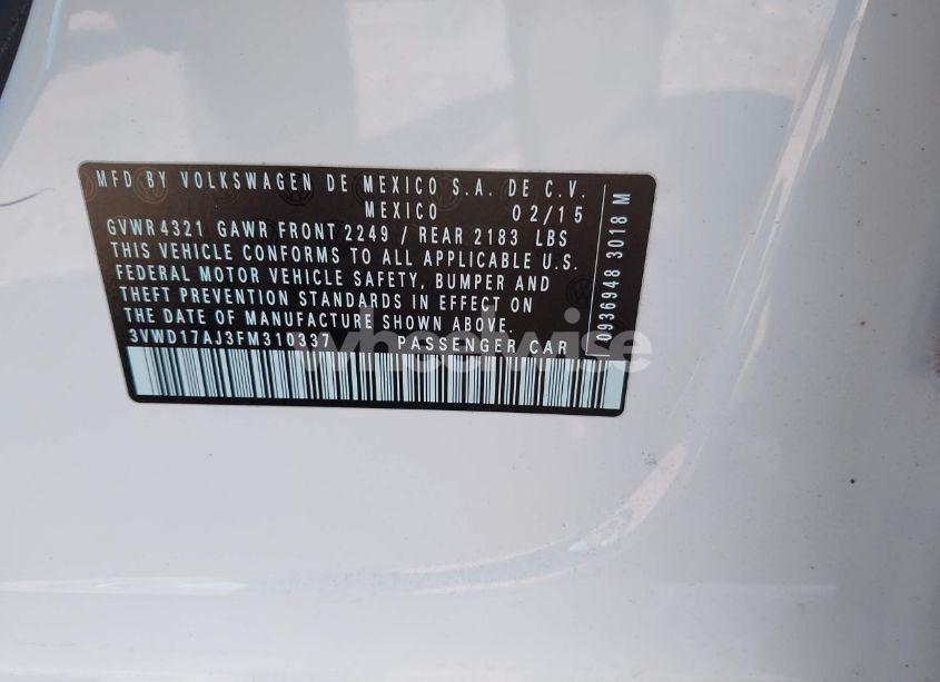 Photo 9 of 2015 Volkswagen Jetta 1.8T SE (VIN 3VWD17AJ3FM310337)