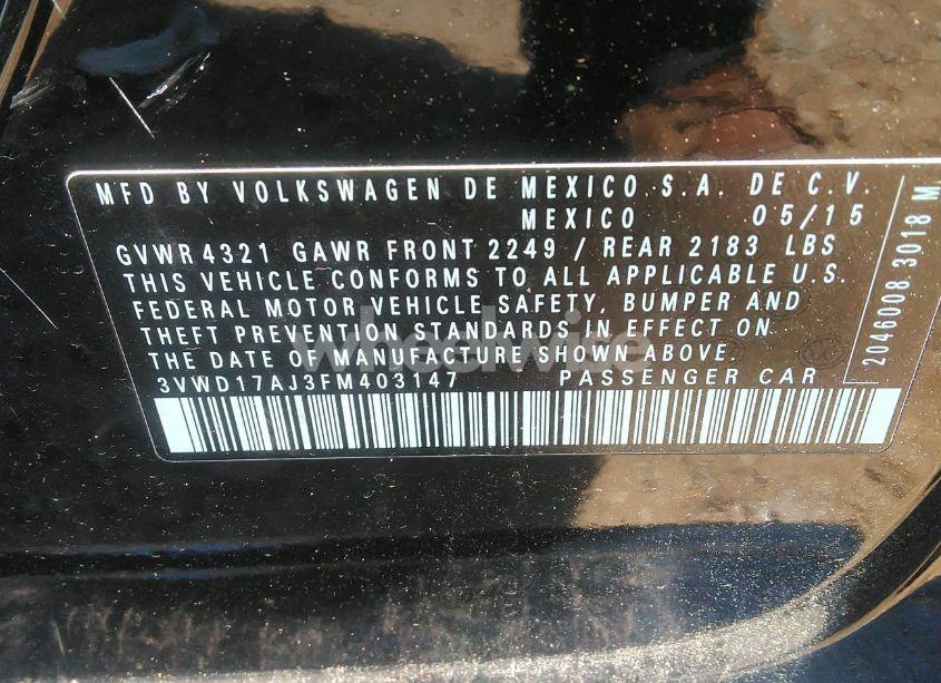 Photo 9 of 2015 Volkswagen Jetta 1.8T SPORT (VIN 3VWD17AJ3FM403147)