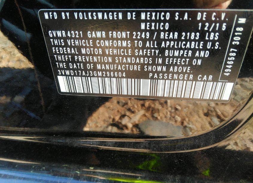 Photo 9 of 2016 Volkswagen Jetta 1.8T SPORT (VIN 3VWD17AJ3GM296604)