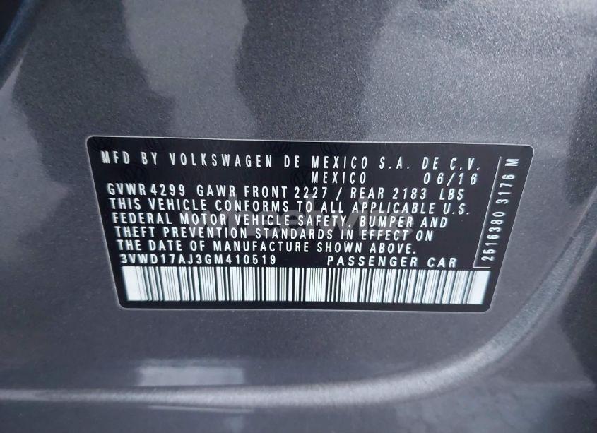 Photo 9 of 2016 Volkswagen Jetta 1.8T SPORT (VIN 3VWD17AJ3GM410519)