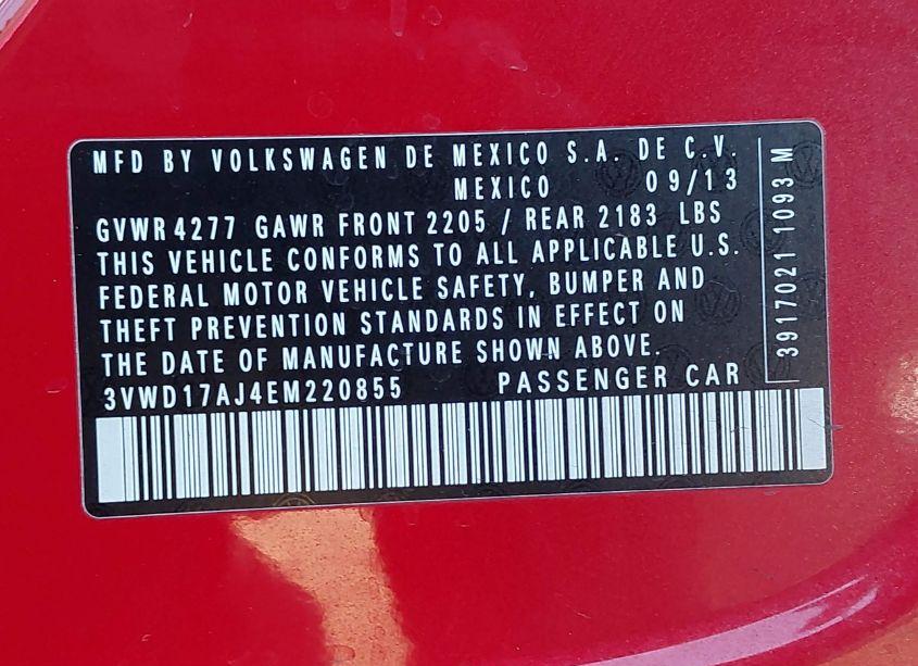 Photo 9 of 2014 Volkswagen Jetta 1.8T SE (VIN 3VWD17AJ4EM220855)