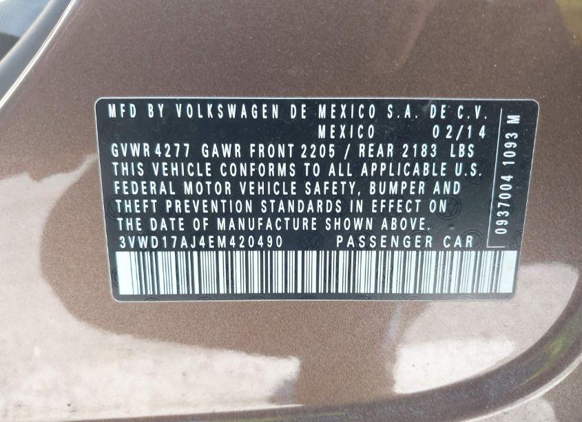 Photo 9 of 2014 Volkswagen Jetta 1.8T SE (VIN 3VWD17AJ4EM420490)