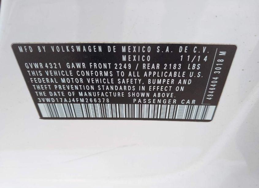 Photo 9 of 2015 Volkswagen Jetta 1.8T SE (VIN 3VWD17AJ4FM266378)