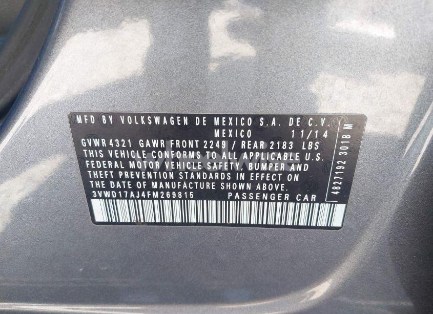 Photo 9 of 2015 Volkswagen Jetta 1.8T SE (VIN 3VWD17AJ4FM269815)