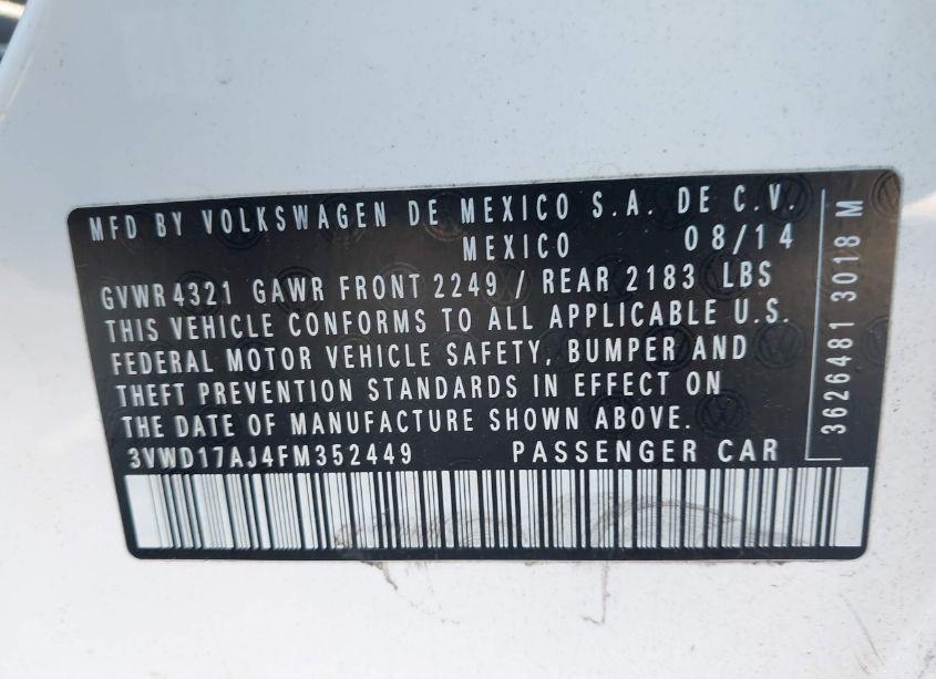 Photo 9 of 2015 Volkswagen Jetta 1.8T SE (VIN 3VWD17AJ4FM352449)