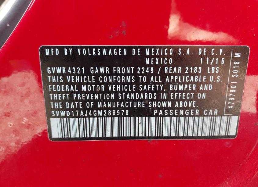 Photo 9 of 2016 Volkswagen Jetta 1.8T SPORT (VIN 3VWD17AJ4GM288978)