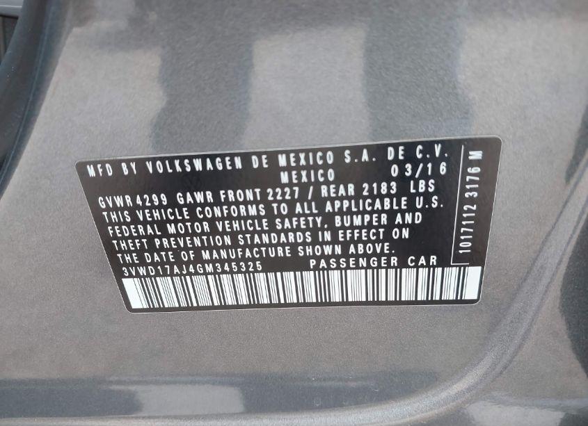 Photo 9 of 2016 Volkswagen Jetta 1.8T SPORT (VIN 3VWD17AJ4GM345325)