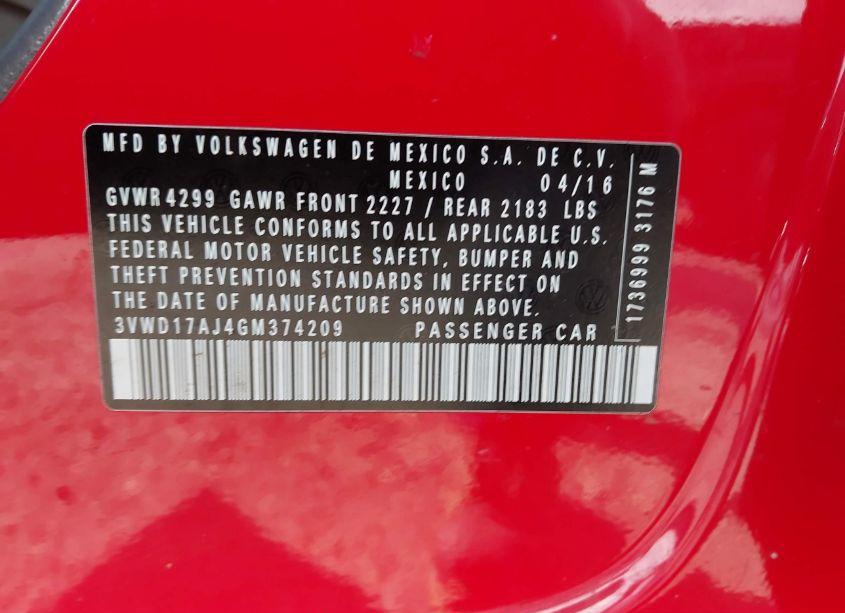 Photo 9 of 2016 Volkswagen Jetta 1.8T SPORT (VIN 3VWD17AJ4GM374209)