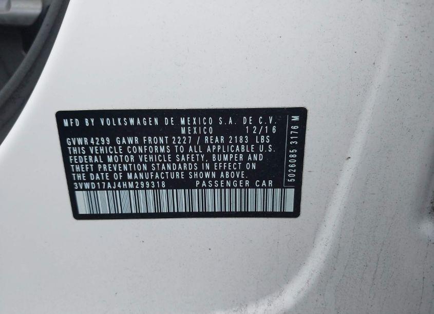 Photo 9 of 2017 Volkswagen Jetta 1.8T SPORT (VIN 3VWD17AJ4HM299318)